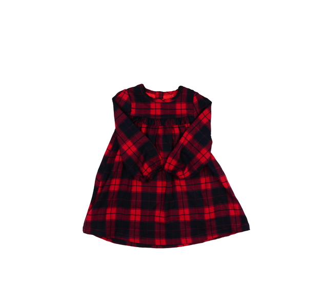 Červené kostkované šaty s volánky 