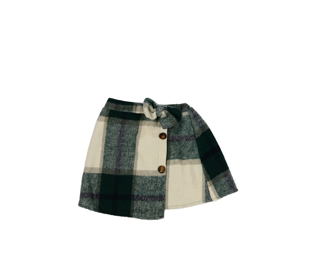 Zeleno-krémová teplejší sukně s mašlí