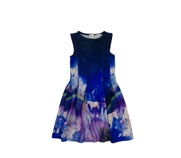 Krásné modré šaty s jednorožci Bluezoo