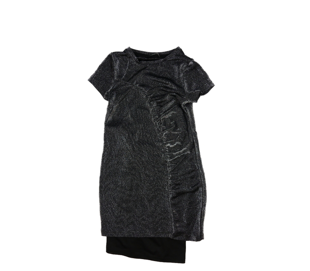 Stříbrné lesklé šaty s všitými černými šaty George