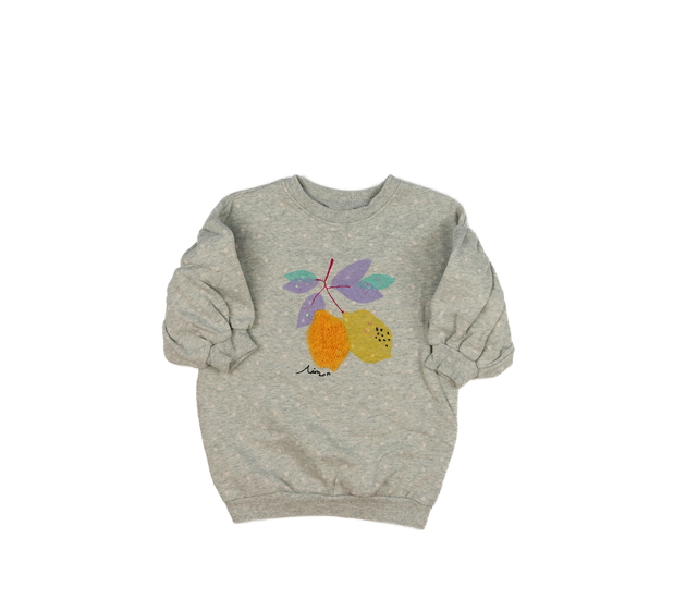 Šedé mikinové krátké šaty s citronem Next