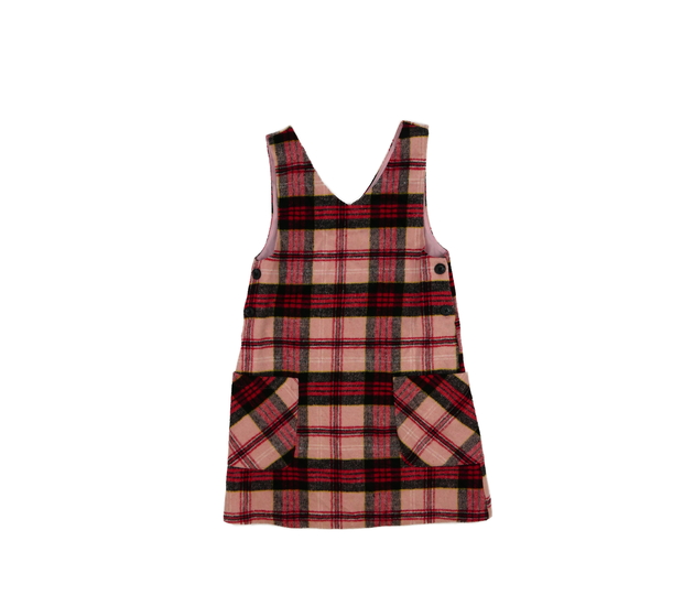 Růžovo-červené kostkované teplejší šaty