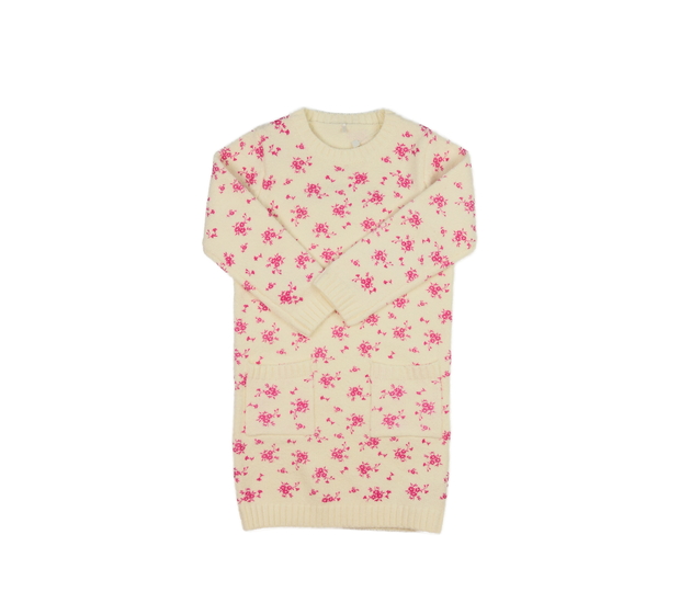 Krémové květinové zimní šaty Nutmeg