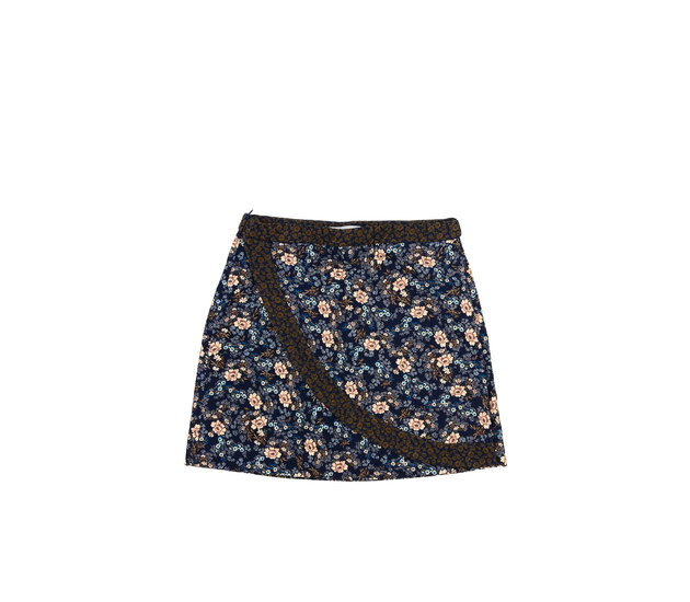Tmavě modrá květinová společenská sukně Zara