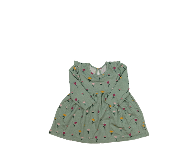 Zelené květinové šaty s volánky 