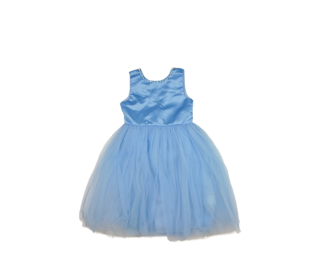 Modré společenské šaty s mašlí na zádech