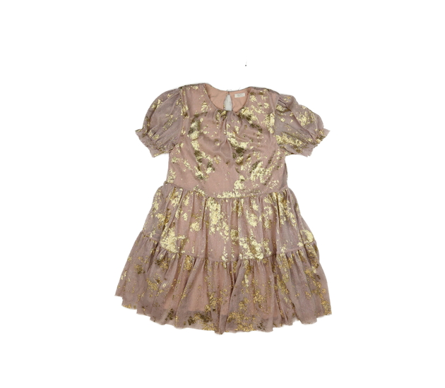 Růžové zlatě vzorované společenské šaty Next