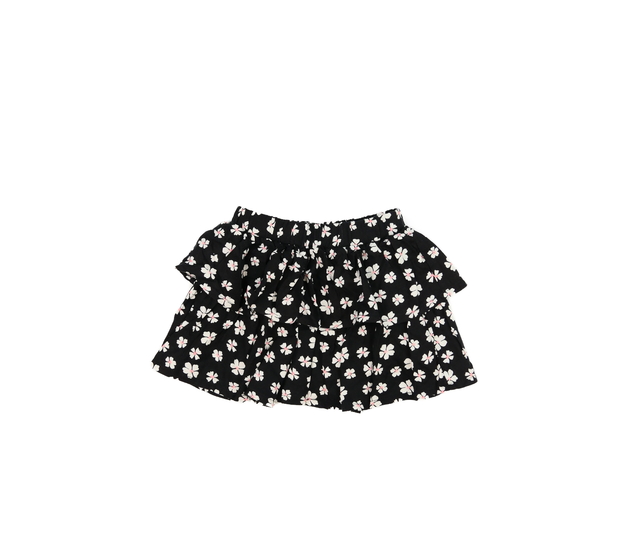 Černá vrstvená květinová sukně 