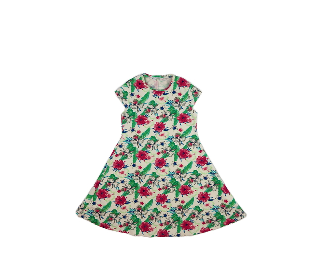 Krémové květinové společenské šaty 