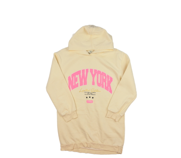 Žluté mikinové šaty s nápisem River Island 