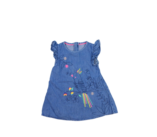 Modré riflové šaty s ptáčkem M&S