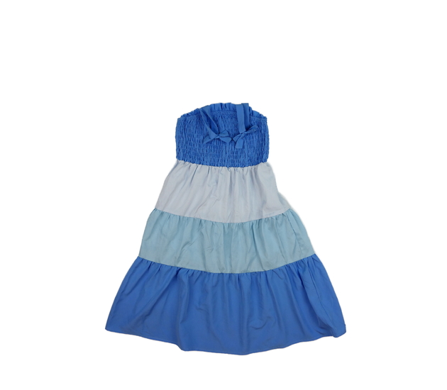 Modré šaty s prošívaným živůtkem 