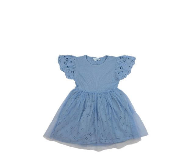 Modré šaty s madeirovými detaily Primark 