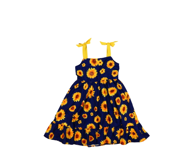 Tmavě modré šaty se slunečnicemi 