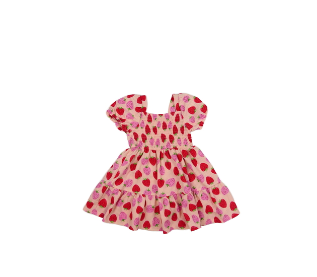 Růžové šaty s jahodami 