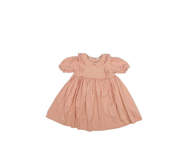 Růžové šaty s límečkem a volánky Next