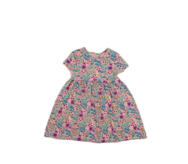 Růžové květinové žebrované šaty Next