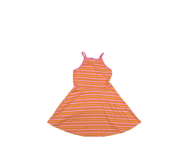 Růžové šaty s barevnými pruhy