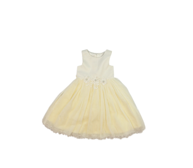 Krémovo-žluté společenské bohaté šaty 