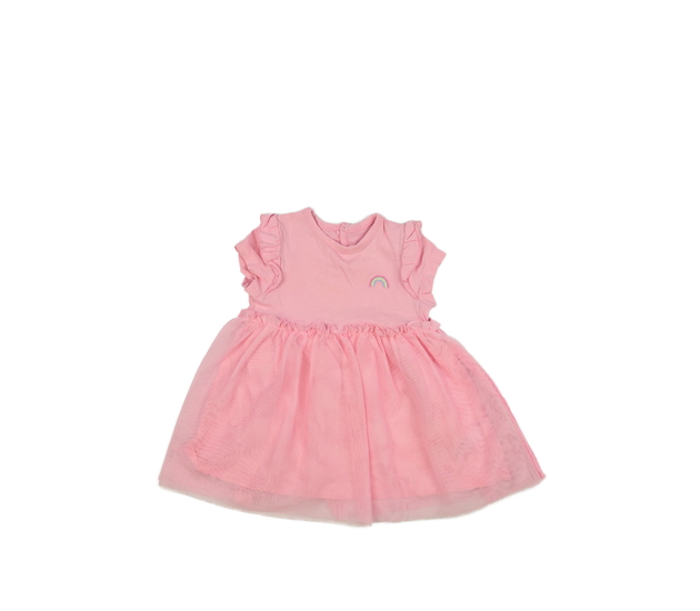 Růžové zdobné šaty s duhou Primark 