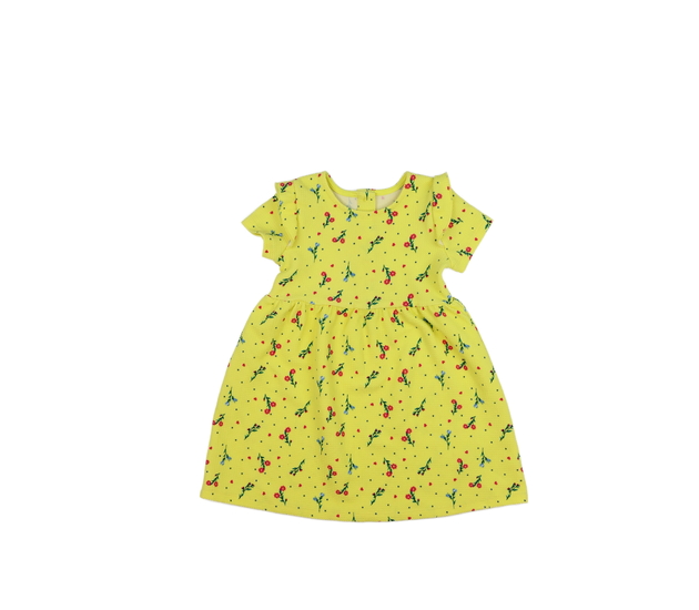 Žluté květinové šaty s volánky 