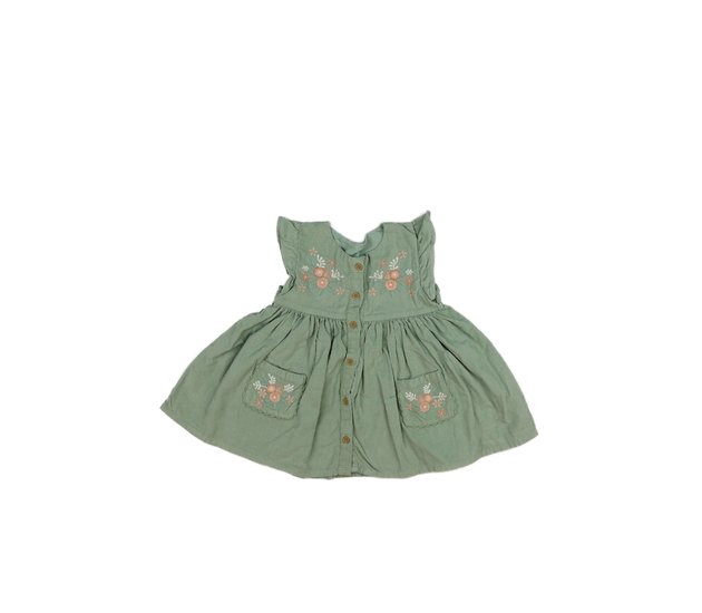 Zelené manšestrové květinové šaty Tu