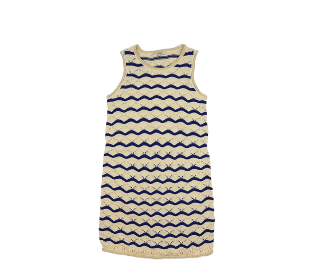 Krémové pletené šaty s modrými pruhy George