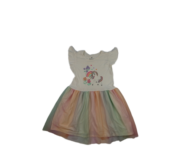 Bílo-duhové šaty s jednorožcem H&M