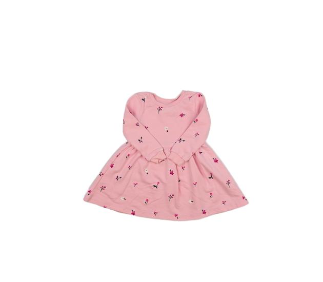 Růžové mikinové šaty s květinami 