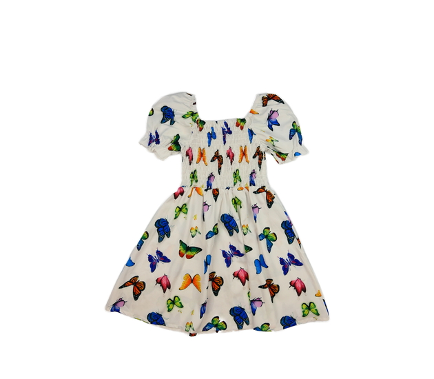 Bílé motýlí šaty s prošívaným živůtkem 