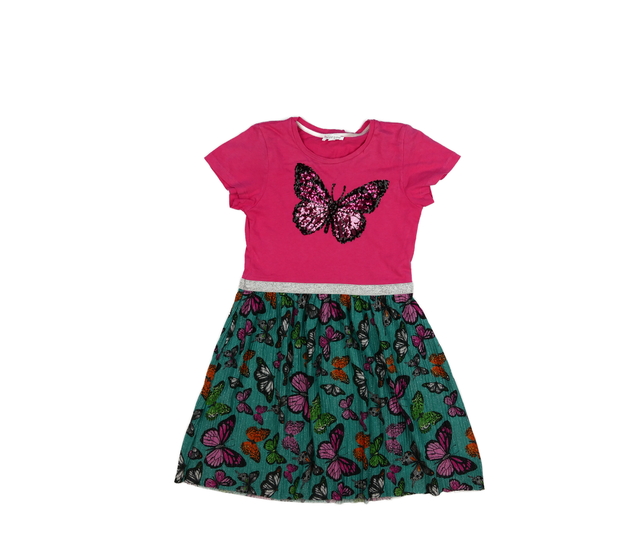Růžovo-zelené motýlí krásné šaty Bluezoo 