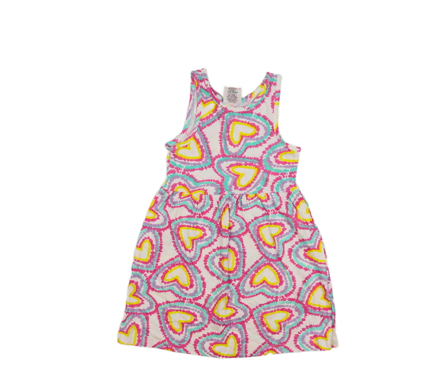 Bílé šaty s barevnými srdíčky 