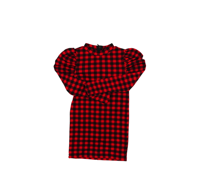 Tmavé kostkované červeno-černé šaty