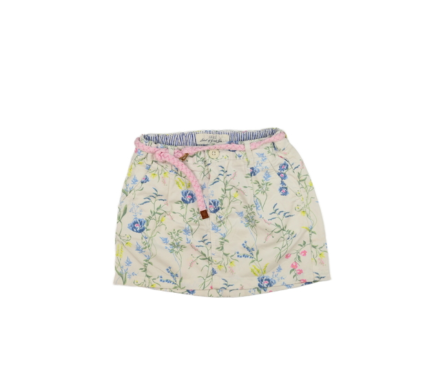 Krémová sukně s květinami a páskem