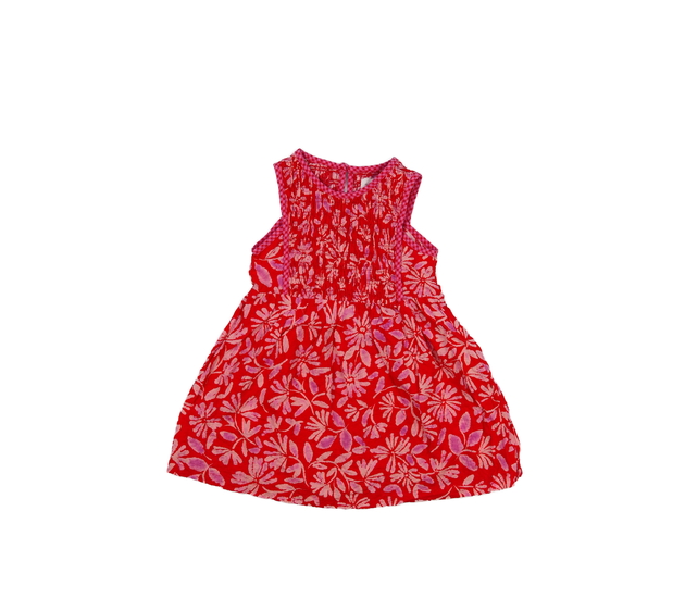Červené šaty s květinami a prošívaným živůtkem Zar
