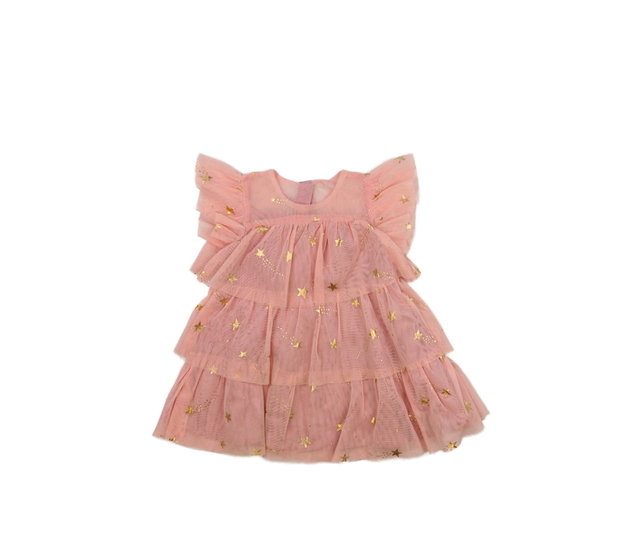 Růžové vrstvené šaty 