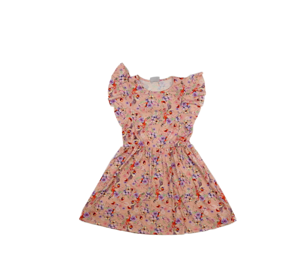 Růžové květinové šaty s volánky 