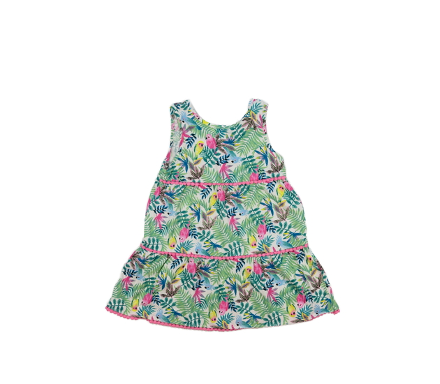 Bílé šaty s listy a ptáky Tu 