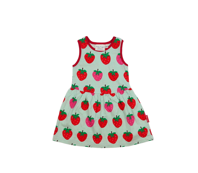 Modré šaty s jahodami 