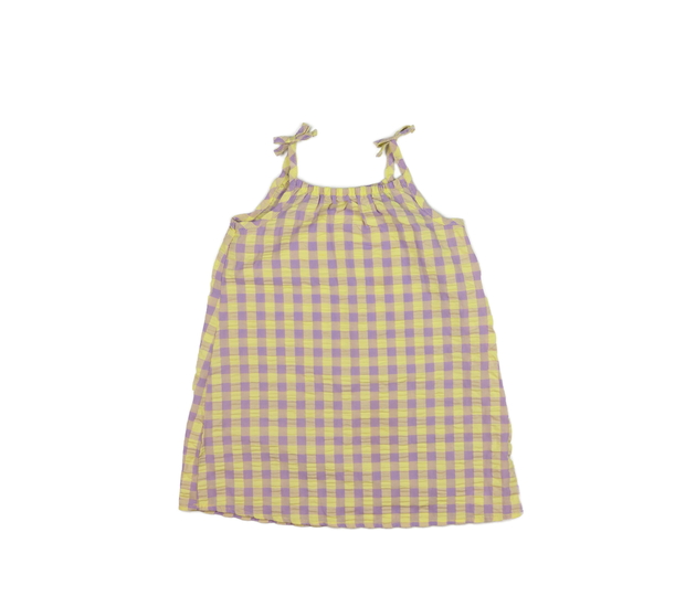 Žluto-fialové kostkované široké šaty Nutmeg