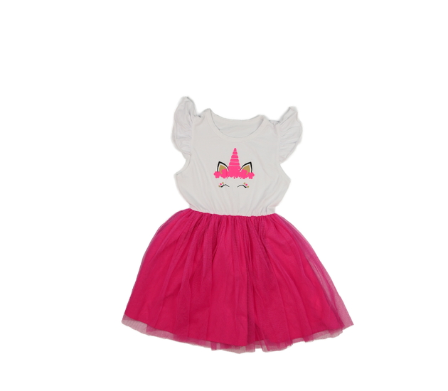Růžovo-bílé šaty s jednorožcem