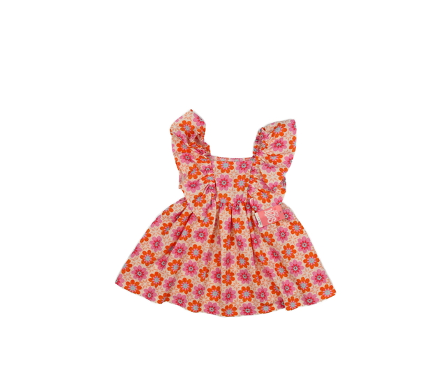 Nové růžové květinové šaty s volánky 