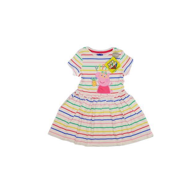 Nové bílé šaty s barevnými pruhy Prasátko Pepa 