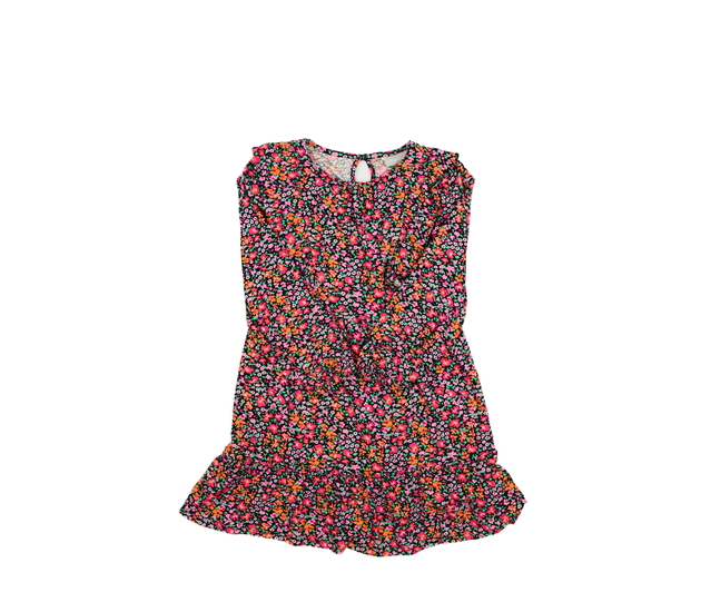 Černé květinové šaty s volánky 