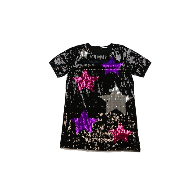 Černé flitrované šaty s hvězdami Primark 