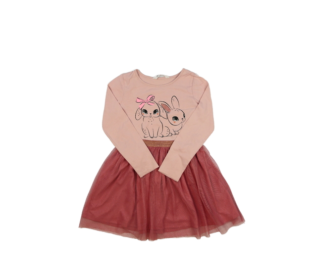 Růžové šaty s bohatou sukní a zajíčky H&M