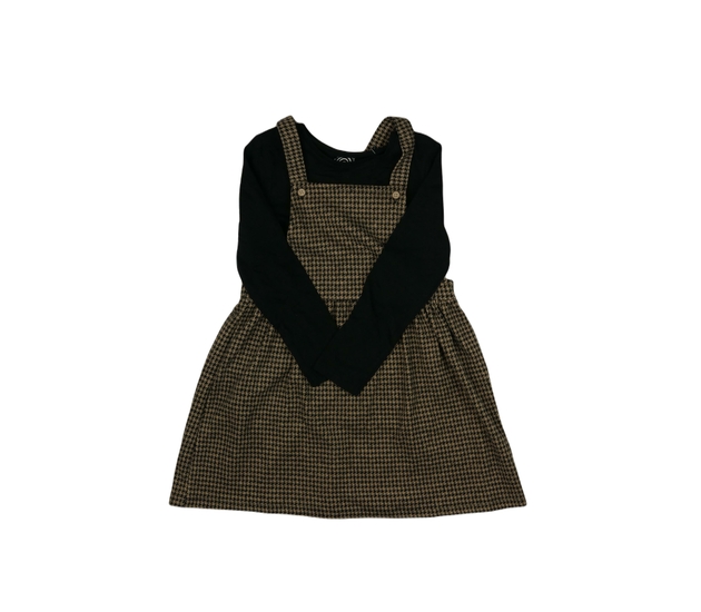 Nové černé triko a hnědé vzorované šaty F&F