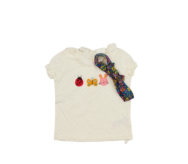 Krémové triko a květinová čelenka Next