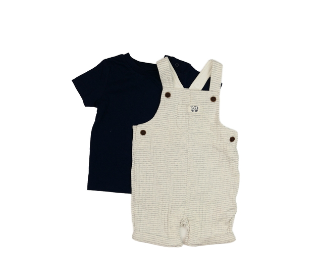 Pruhovaný overal a tmavomodré triko F&F