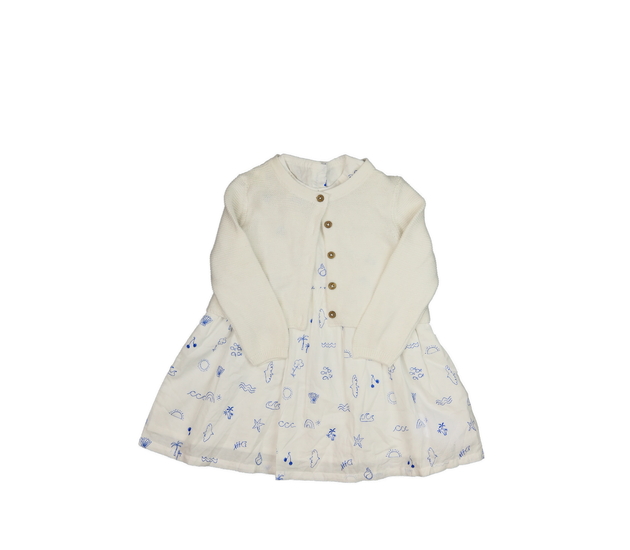 Bílé šaty s obrázky a svetřík George